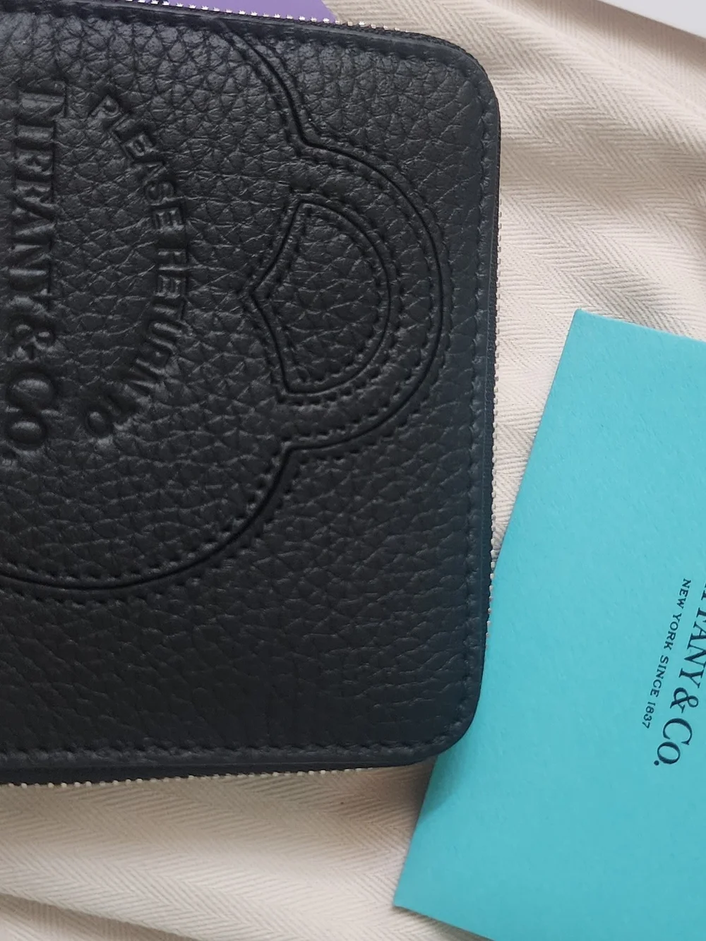 Tiffany & Co. Black Leather Zip Wallet